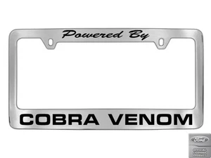 Ford Powered By Cobra Venom Chrome Plated Metal License Plate Frame Holder - Picture 1 of 1