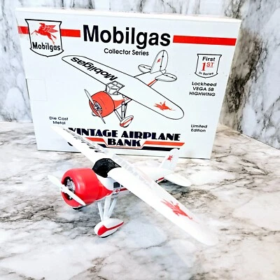 Mobilgas Lockheed VEGA 5B Highwing Diecast Metal Bank 1929 SpecCast Limited 1992 - Image 1 of 4