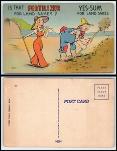 Vintage Postcard-Farm Girl w/ Big Boobs & Pitchfork "Is That Fertilizer" B13 - Picture 1 of 1
