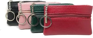 Mini Purse Coin Women Key Ring Small PU Leather Coin Card Wallet Pouch Zip Up - Picture 1 of 9