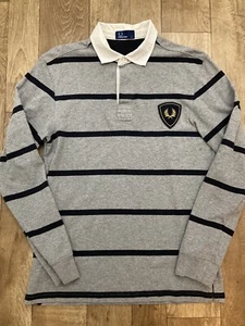 Camisa polo de rugby Fred Perry para hombre gris azul a rayas manga larga - Imagen 1 de 14