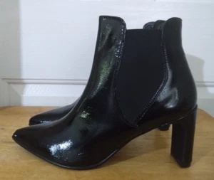 Jones Bootmaker CALLIOPE Black Patent Leather Heeled Women's Chelsea Boots UK-7 - Picture 1 of 12