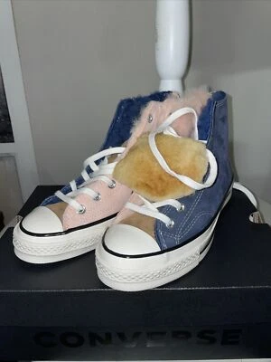 BNIB Converse Chuck 70 High x Tri Panel Navy Shearling 2019 Uk 6 39 - Image 1 of 4