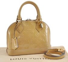 Authentic Louis Vuitton Vernis Alma BB 2Way Shoulder Hand Bag M90064 Beige 4908I