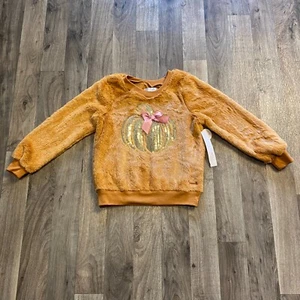 Suéter Tahari Niña Talla 6 Naranja Lentejuelas Piel Calabaza Nuevo - Imagen 1 de 7