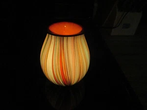 Vintage INTERTEK Electric Essential Oil Wax Warmer Burner stripes earthtones - Picture 1 of 15