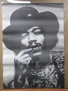 Jimi Hendrix Guitar Rock n' Roll 1960's Vintage Black and White Poster Inv#G1667