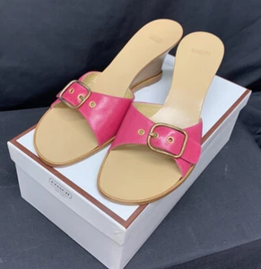 Coach Traci Kerala Calf Fuschia Slip On Wedge Shoes-Women's Size 8.5M - Italy - Picture 1 of 6