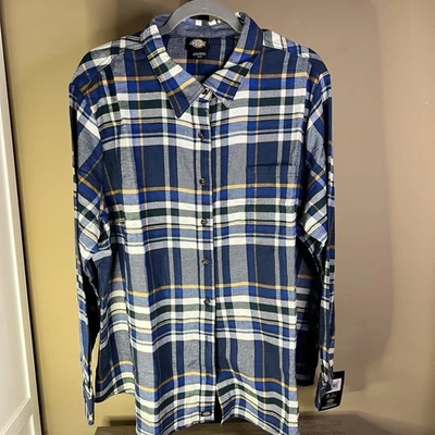 Camisa feminina DICKIES azul multi flanela tamanho XXL xadrez outono aconchegante camada macia - Imagem 1 de 4