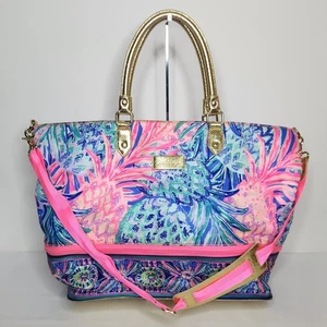 Lilly Pulitzer Expandable Weekender Travel Tote Gypset Paradise Pink Pineapple - Picture 1 of 17