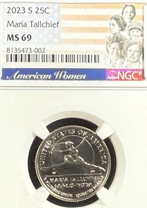 2023 S MARIA TALLCHIEF AMERICAN WOMEN QUARTER NGC MS 69 ((NO RESERVE)) - Picture 1 of 2