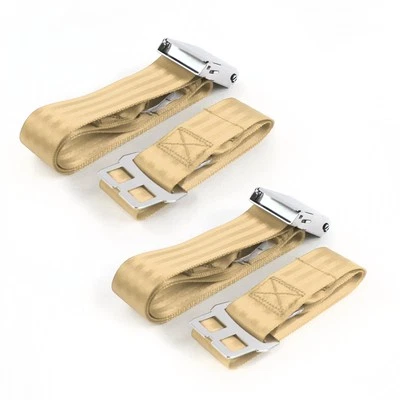 Nash Ambassador 1933-1957 Airplane 2 Pt. Tan Lap Bucket Seat Belt Kit 2 Belts - Image 1 of 4