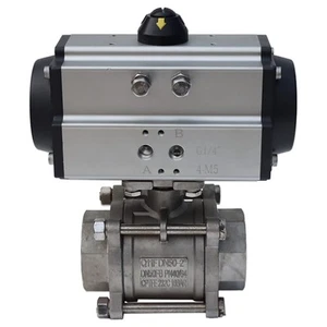 Three-Piece 2 inch Pneumatic Actuated Ball Valve Double Acting Globe Threaded... - Picture 1 of 9