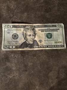 $20 Dollar Bill Note Fancy Serial Number 0s 2s and 3s Only Cool - Picture 1 of 2