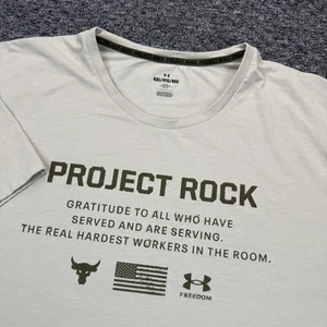 Under Armour Project Rock Veterans Day T Shirt Mens 4XL Cream Freedom UA - Picture 1 of 11