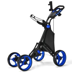 Carrello da golf pieghevole 4 ruote Costway con borsa tabellone maniglia regolabile blu - Foto 1 di 12