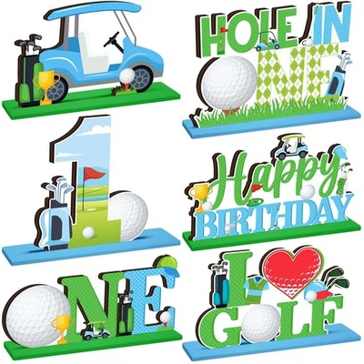 6 Piezas Centros de Golf Golf Golf 1er Cumpleaños Fiesta Mesa Decoraciones, Madera Abeto... Foto 1 de 4