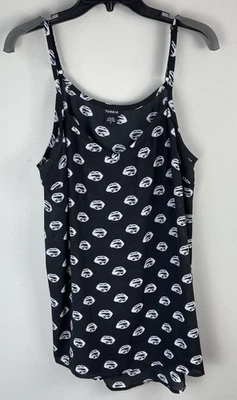 Torrid Tank Top Lips Print Black White Shirt Rocky Horror Adjustable Size 0/L - Image 1 of 4