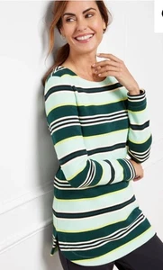 T By Talbots French Terry Pullover Blouse Goodies Stripe Top Size Medium New - Picture 1 of 10
