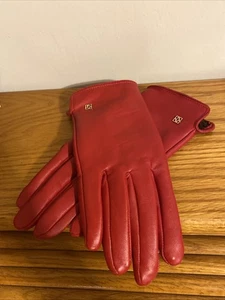Nappa Novum Collection 2016 Red Nappa Leather Lambskin Women’s Gloves Size L - Picture 1 of 5