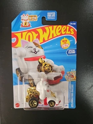 Hot Wheels 2025 Feline Lucky Cat Maneki-Neko Celebration Racers FAST FREE SHIP  - Image 1 of 3