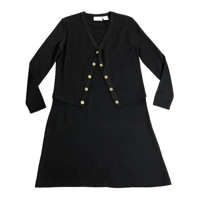 Vestido Suéter Vintage Liz Claiborne Mujer S Negro Mezcla Lana En Capas Preppy Elegante Foto 1 de 4