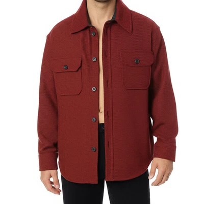L.L.Bean Shirt Jacket Men's XL Red Black Stripe Northwoods Wool Blend - Image 1 of 4