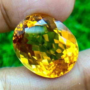 MESMERIZE 29.24 CT GOLDEN YELLOW CITRINE OVAL LAB CREATED LOOSE GEMSTONE - Picture 1 of 3
