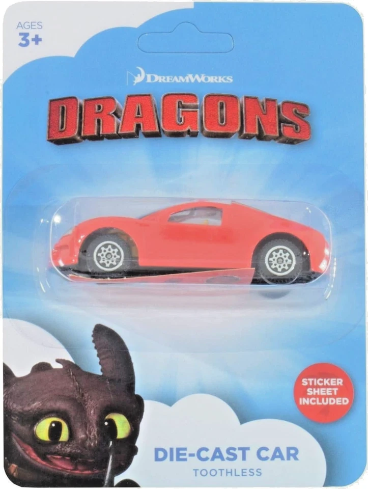 DREAMWORKS DIE-CAST CAR from the movie DRAGONS Red Toothless + STICKERS MINT - Image 1 of 1