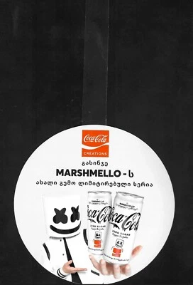 COCA COLA MARKETING Marshmello DISPLAY STiCKER 2022 Ultra Rare Georgian edition - Image 1 of 4