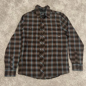 O'Neill Shirt Men's Flannel Shirt Long Sleeve Button Up Blue Brown Large - Picture 1 of 7