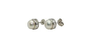 Damen Ohrringe Perle 925 Silber mit Lappen  - Bild 1 von 7