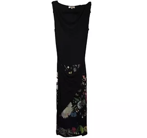 ETRO Milano Dress Black Floral Print Draped Top & Faux Wrap Italy Size 42 US 6 - Picture 1 of 20