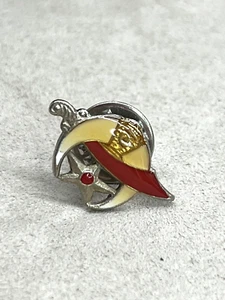 Vintage Emaille Silber Gold Ton Shriners Freimaurer Krummsäbel mit Halbmond Anstecknadel - Bild 1 von 4