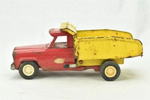 Tonka Jeep Dump Truck Red and Yellow Pressed Steel - Picture 1 of 8