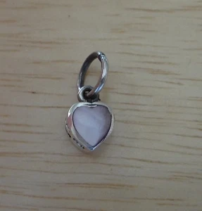 1 Sterling Silver Tiny 10x6mm Reversible Pink MOP Heart Charm - Picture 1 of 5
