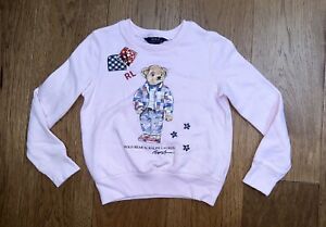 Polo Ralph Lauren Girls Size M Medium 8-10 Polo Bear Pink Sweatshirt