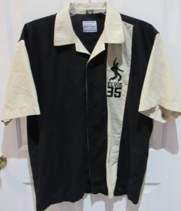 Elvis Presley by David Carey Button Up Shirt Men's size Large 2 tone tan black - Picture 1 of 4