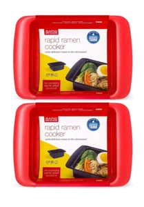 2 Pack Rapid Ramen Cooker Microwave Ramen 3 Minutes BPA Free Dishwasher Safe Red - Picture 1 of 8