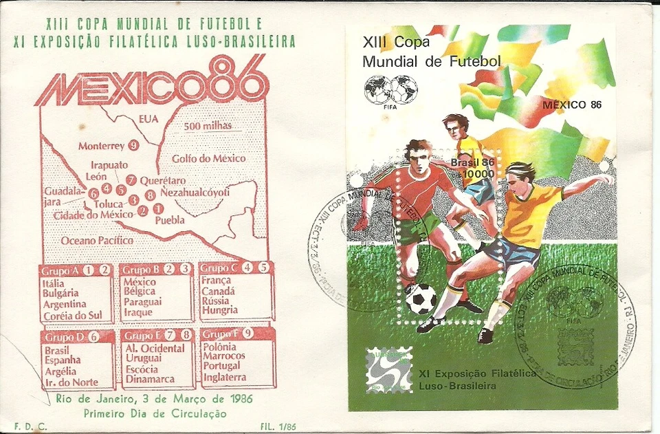 Brésil 1986 Coupe Football Coupe du Mexique 86 sur K.Filet FDC - Photo 1/1