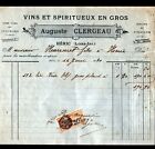 Heric / Nantes (44) Vins & Spiritueux En Gros "Auguste Clergeau" Facture En 1930