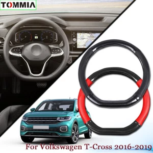 Car Styling Carbon Fiber Leather Car Steering Wheel Cover For Volkswagen T-Cross - Picture 1 of 10
