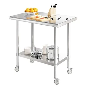 Roomark 91x61cm Stół ze stali nierdzewnej z kółkami Stół roboczy Stół kuchenny Stal nierdzewna - Zdjęcie 1 z 7