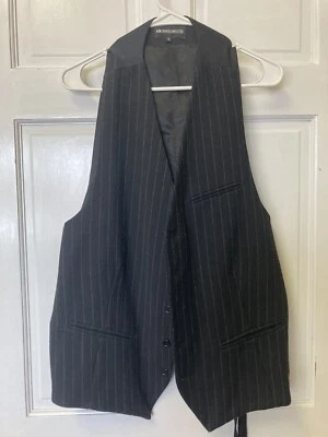 Chaleco pequeño Ann Demeulemeester para hombre negro a rayas mezcla de algodón y lana Foto 1 de 4