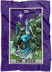 The Star Tarot Card Blanket Mermaid Siren Gothic Witch Bedroom Throw (60" x 50") - Picture 1 of 5