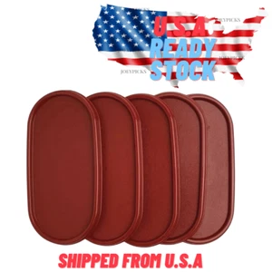 5 X New Tupperware Modular Mates Oval Replacement Top Lid Seal #1616 Dark Red - Picture 1 of 7
