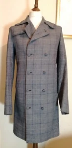 Holland Esquire Windowpane Hand Customised Double Breasted Peacoat uk 40 - Picture 1 of 8