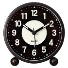 Alarm Clock Luminous 4 Inchround Silent Analog Table Clock Non-Ticking,Battalar