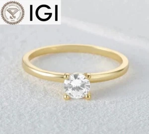 Fede Nuziale Oro Giallo 18K 1,00 Ct Taglio Tondo Certificato IGI Diamante Coltivato in Laboratorio - Foto 1 di 12