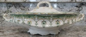 Leland grüne ovale Terrine Gemüseschale mit Deckel J & G Meakin Hanley England Gold - Bild 1 von 24